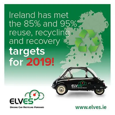 Ireland meets the three 'R' targets for end-of-life vehicles for second year running p